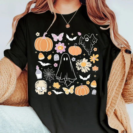 イベント・ハロウィングッズ｜レディース ハロウィンゴースト柄 Tシャツ（XXS～3XL）
