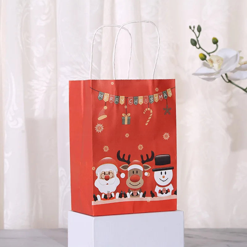 イベント・クリスマス装飾｜クリスマス用ペーパーギフトバッグ セット(4/8個入)