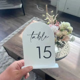 イベント・結婚式装飾｜アクリル製アーチ型テーブルナンバーサイン