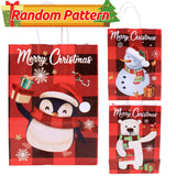 イベント・クリスマス装飾｜紙製サンタ＆雪だるま柄ギフトバッグ(1枚～24枚入)