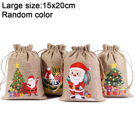 イベント・クリスマス装飾｜ ギフト用 リネン巾着袋バックセット(S/M/L)