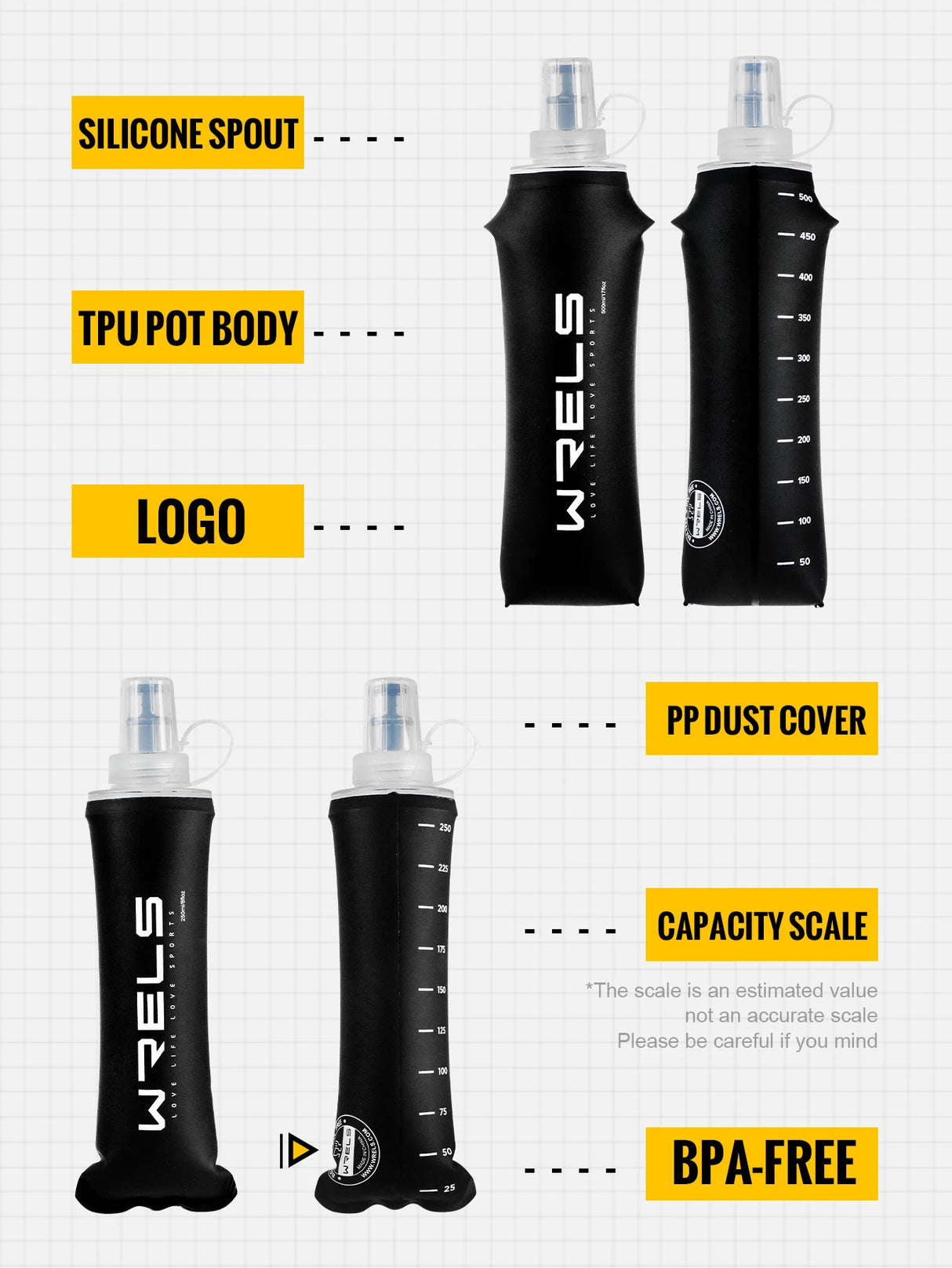 |イベント・ノベルティ用品 | 折りたたみ式ソフトウォーターボトル | 150ml/250ml/500ml
