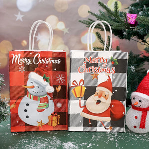 イベント・クリスマス装飾｜紙製サンタ＆雪だるま柄ギフトバッグ(1枚～24枚入)