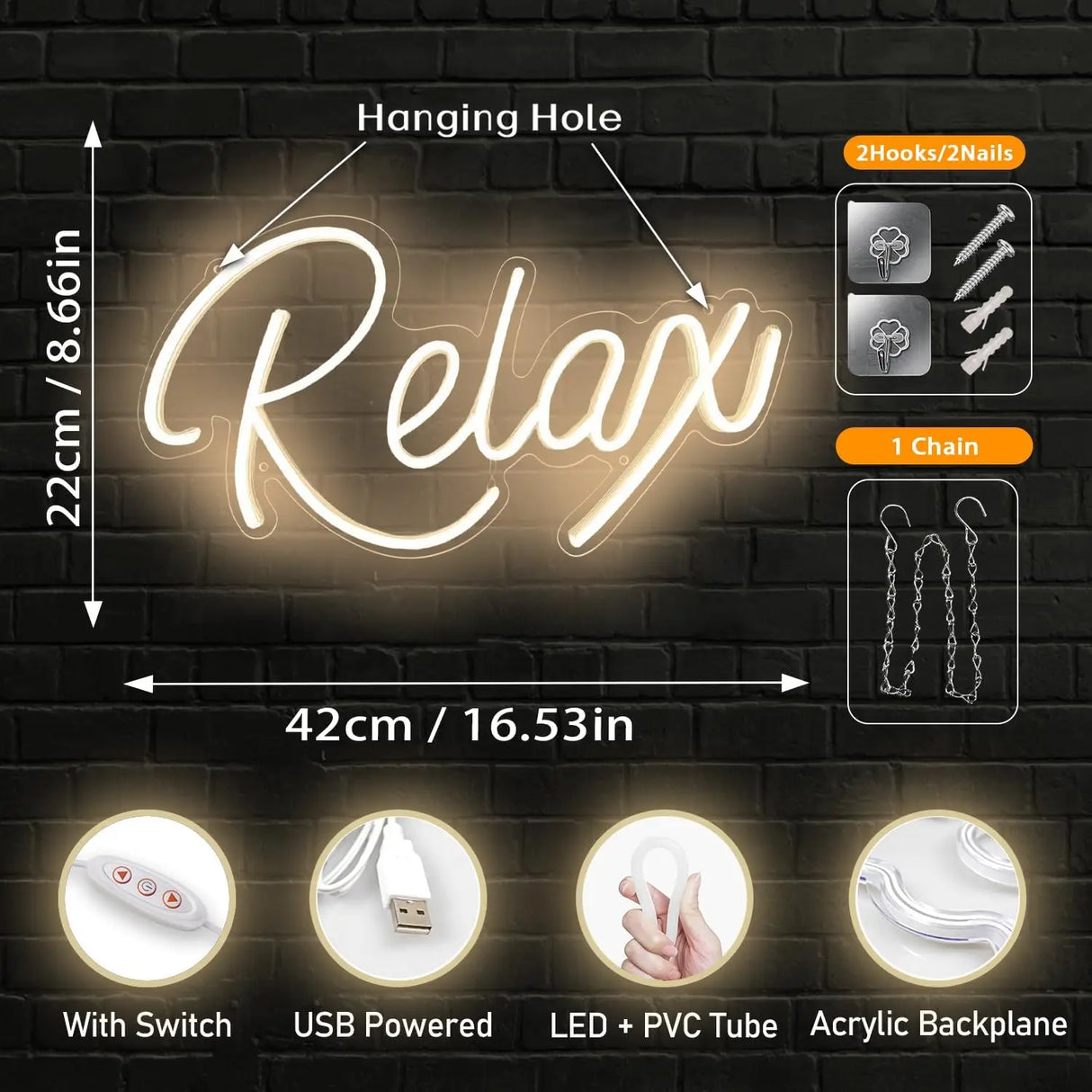 Relax LEDネオンサイン（ネオン看板） 調光機能付き