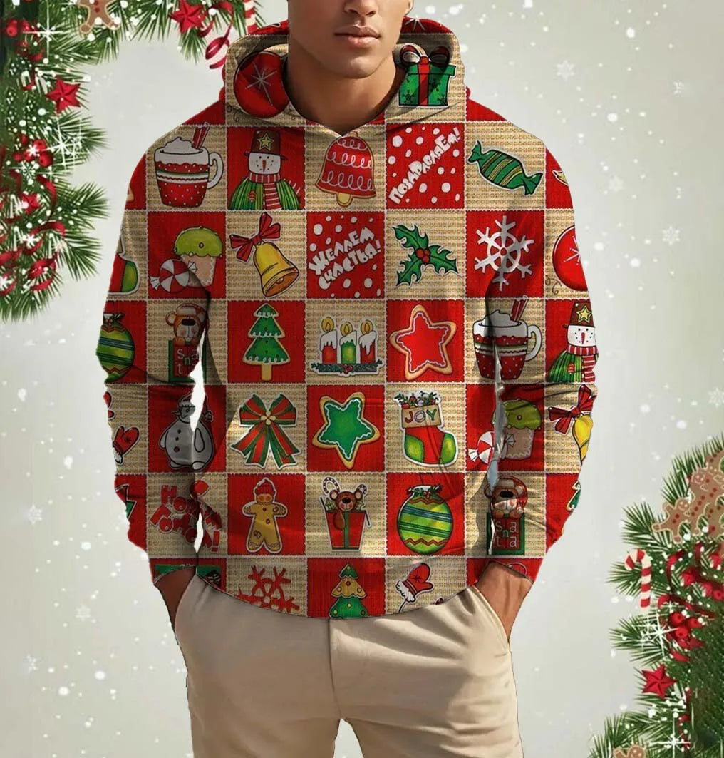 イベント・クリスマスグッズ｜クリスマス柄プリントパーカー(S～5XL)
