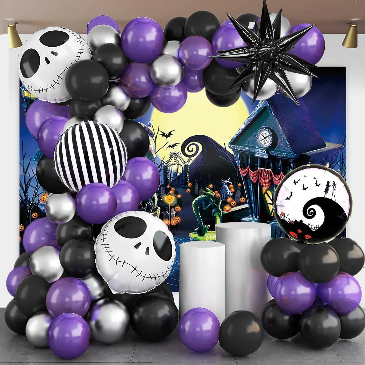 イベント・ハロウィン装飾｜スカル型& 丸型&星型バルーンセット( 117個)