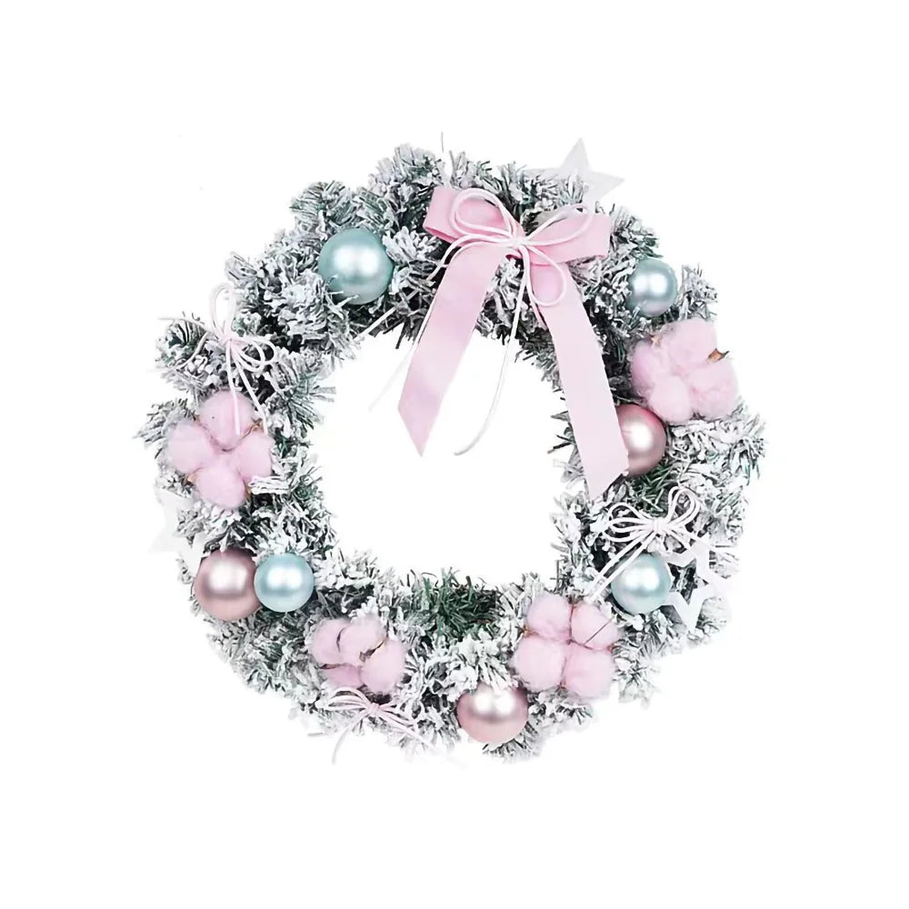 イベント・クリスマス装飾｜ピンクスノーフレーククリスマスリース30/40cm