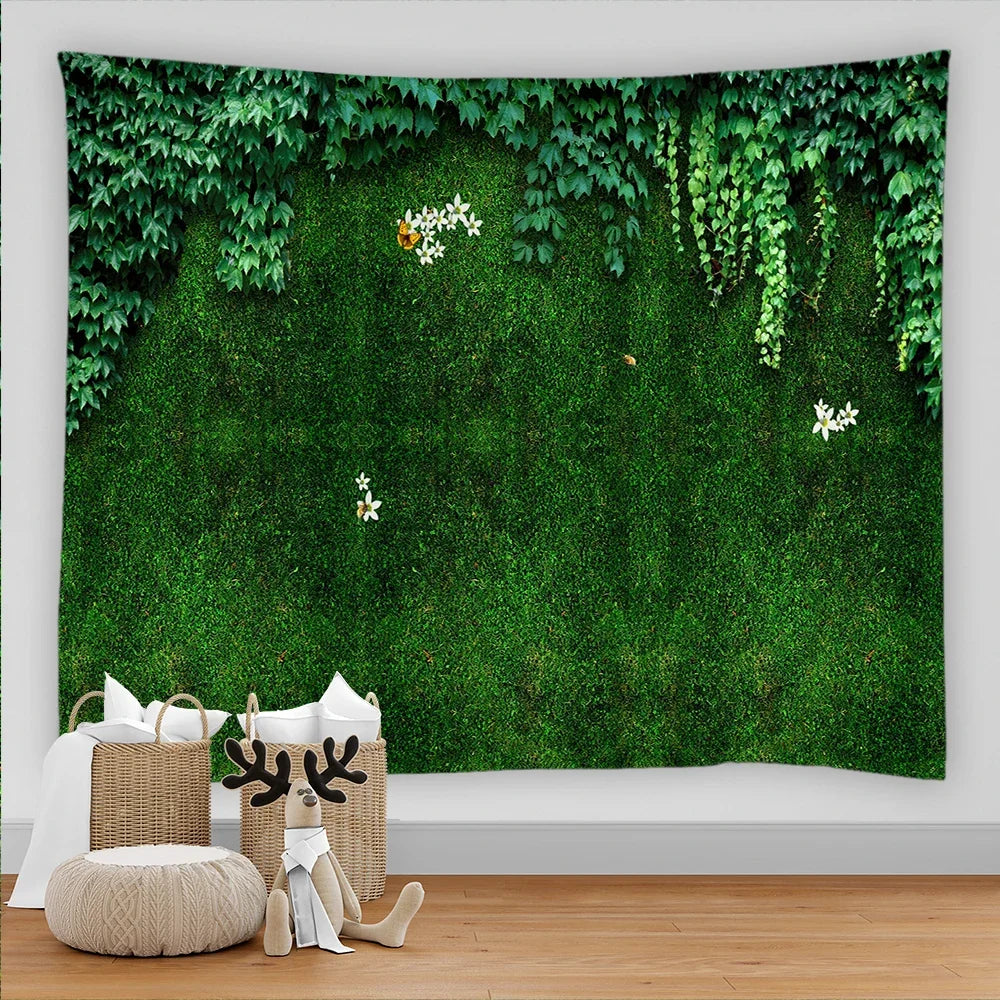 トロピカル植物草タペストリー花緑の植物壁掛け布ボヘミアンタペストリーアートホームデコレーションプリントカーペットヨガマット