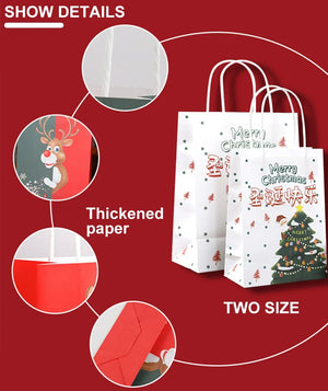 イベント・クリスマス装飾｜クリスマス柄クラフト紙バッグセット(S/M)