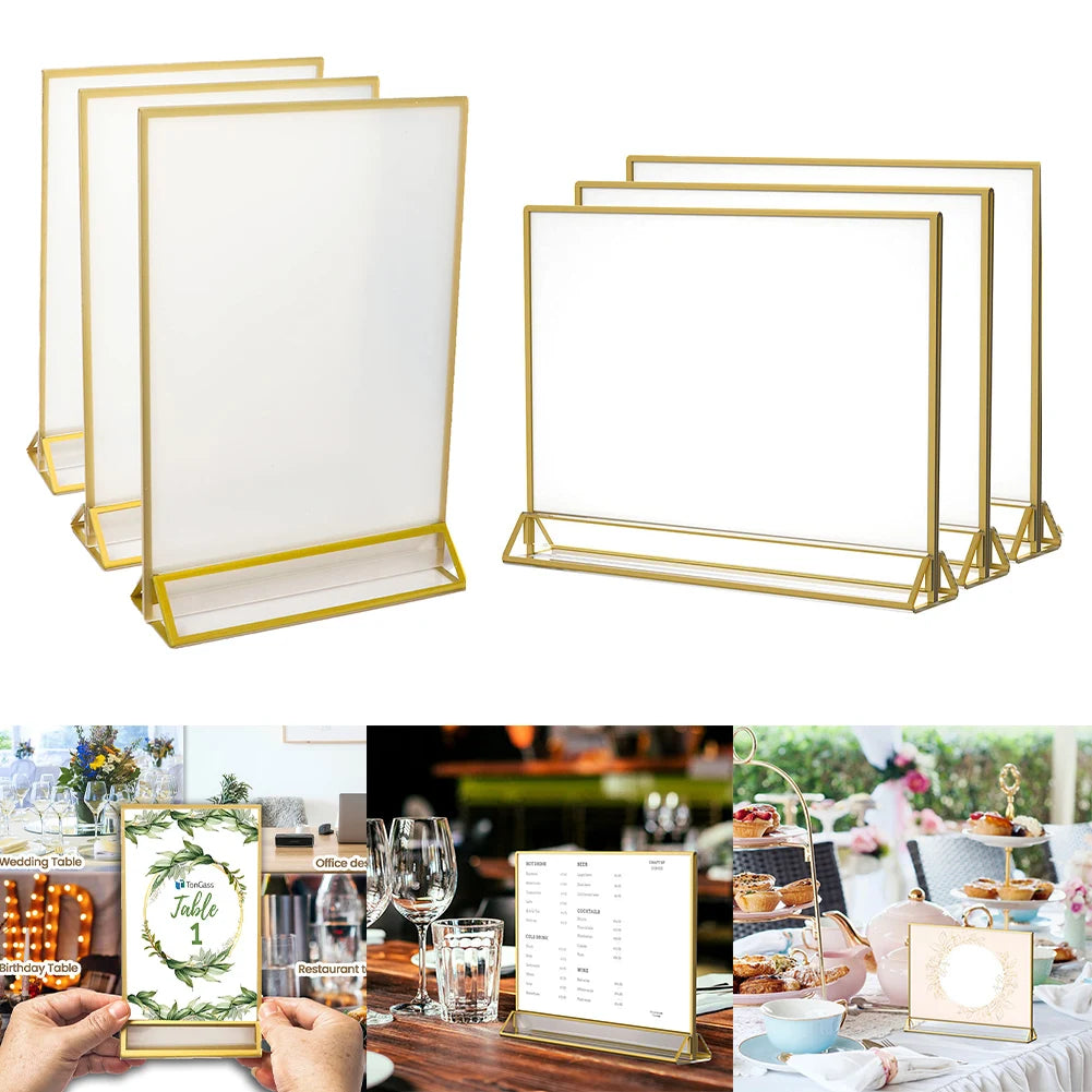 イベント・結婚式装飾｜ゴールドボーダーアクリルサインホルダー