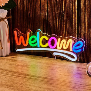 Welcome レインボーカラーLEDネオンサイン（ネオン看板）