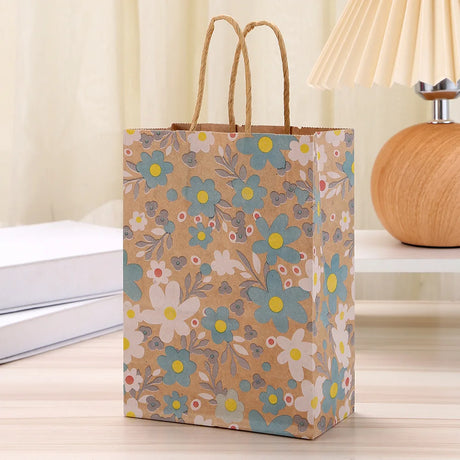 |イベント・ノベルティ用品 | 花柄クラフト紙ギフトバッグ4個セット | W15×H21×D8c