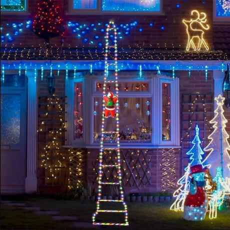 イベント・パーティー装飾｜LEDクリスマス装飾セット はしご＆サンタ(1.7M)