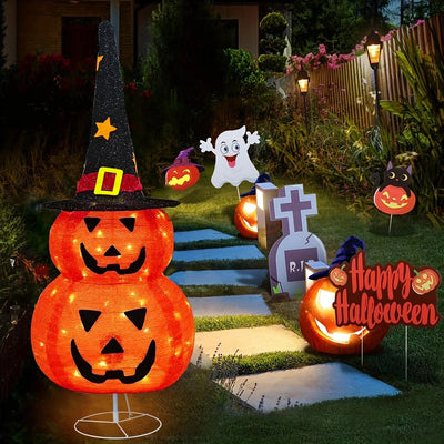 イベント・ハロウィングッズ｜LED付き折りたたみパンプキン飾り