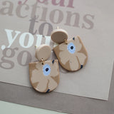 アールデコ風花柄ポリマークレイイヤリングセット