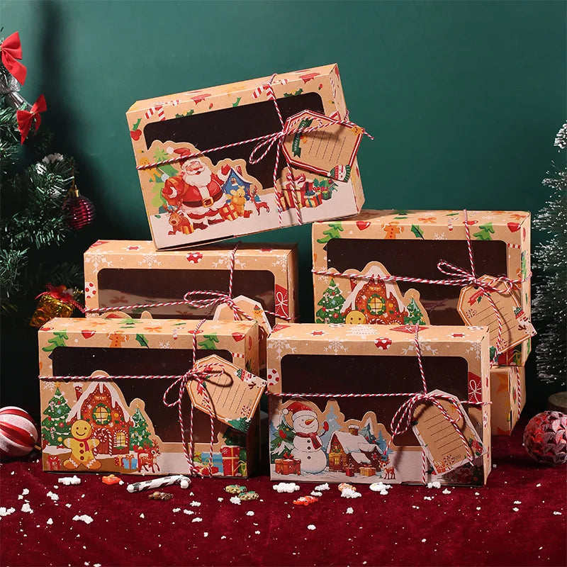 イベント・クリスマス装飾｜クラフト紙製ギフトボックス（3/6個入り）