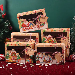 イベント・クリスマス装飾｜クラフト紙製ギフトボックス（3/6個入り）