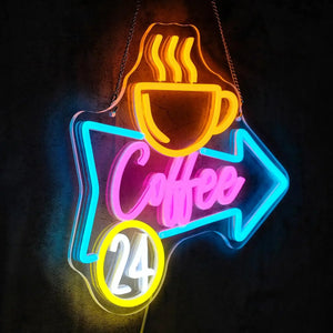 We Are Open／Cofee24　LEDネオンサイン（ネオン看板）