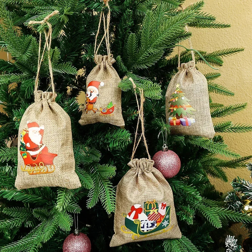 イベント・クリスマス装飾｜ ギフト用 リネン巾着袋バックセット(S/M/L)