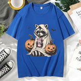 イベント・ハロウィングッズ｜ メンズ アライグマゴースト柄Tシャツ（XS～3XL）