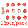 イベント・クリスマス装飾｜12個セット 木製クリスマスボールペンダント
