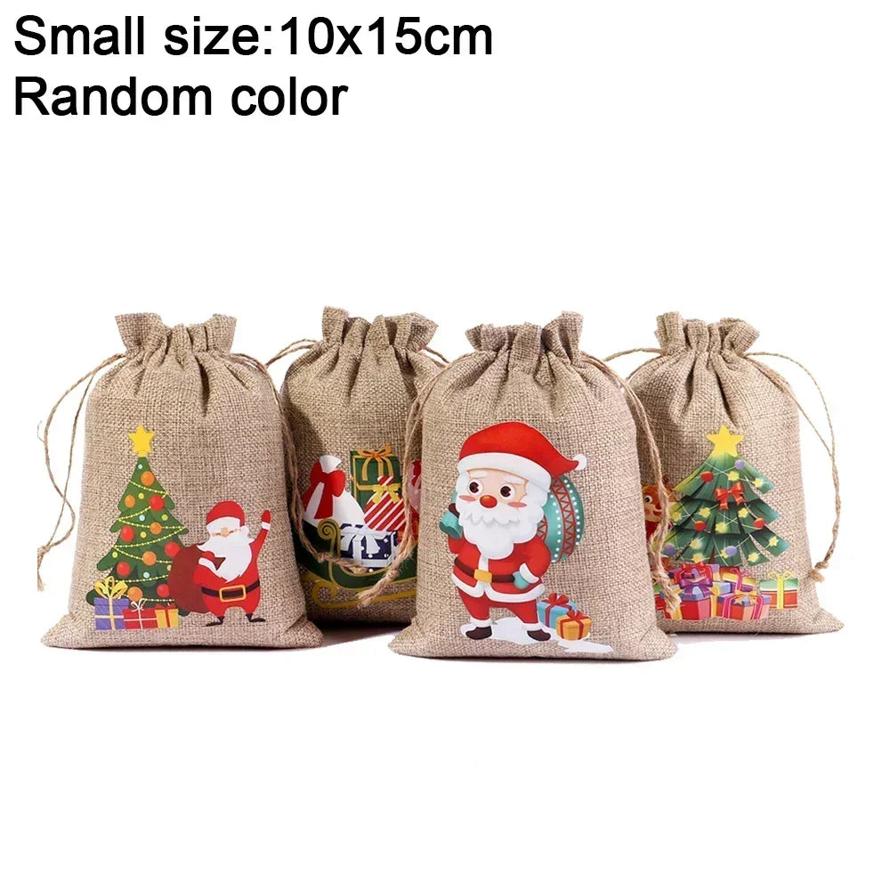 イベント・クリスマス装飾｜ ギフト用 リネン巾着袋バックセット(S/M/L)