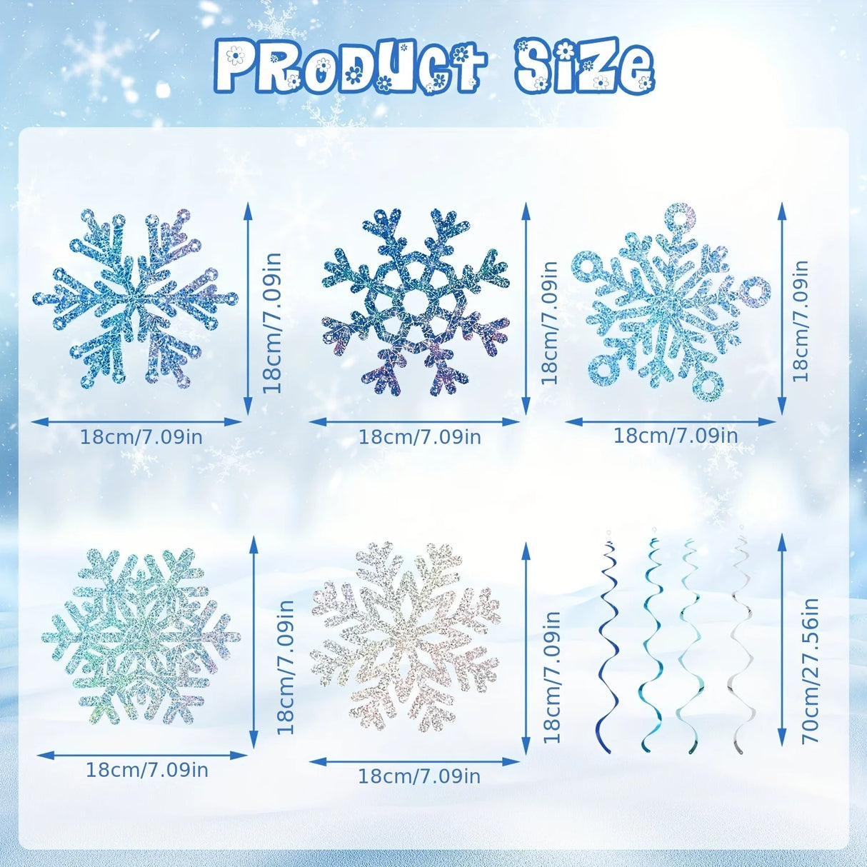 イベント・クリスマス装飾｜青銀雪結晶装飾24個セット