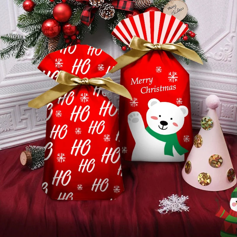 イベント・クリスマス装飾｜ビニール製 クリスマス柄ギフト用バッグ(5個入)