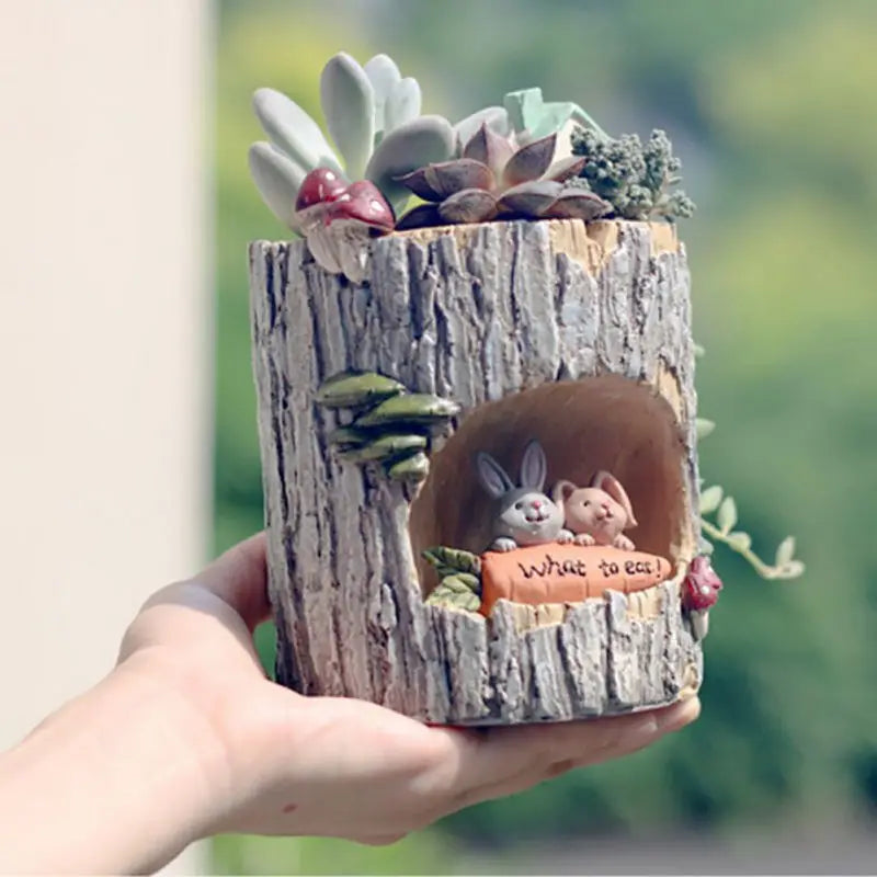 かわいい小動物ファミリーハリネズミクマカエルの置物樹脂植木鉢ホームガーデンデスクトップ植木鉢多肉植物盆栽植物デコ