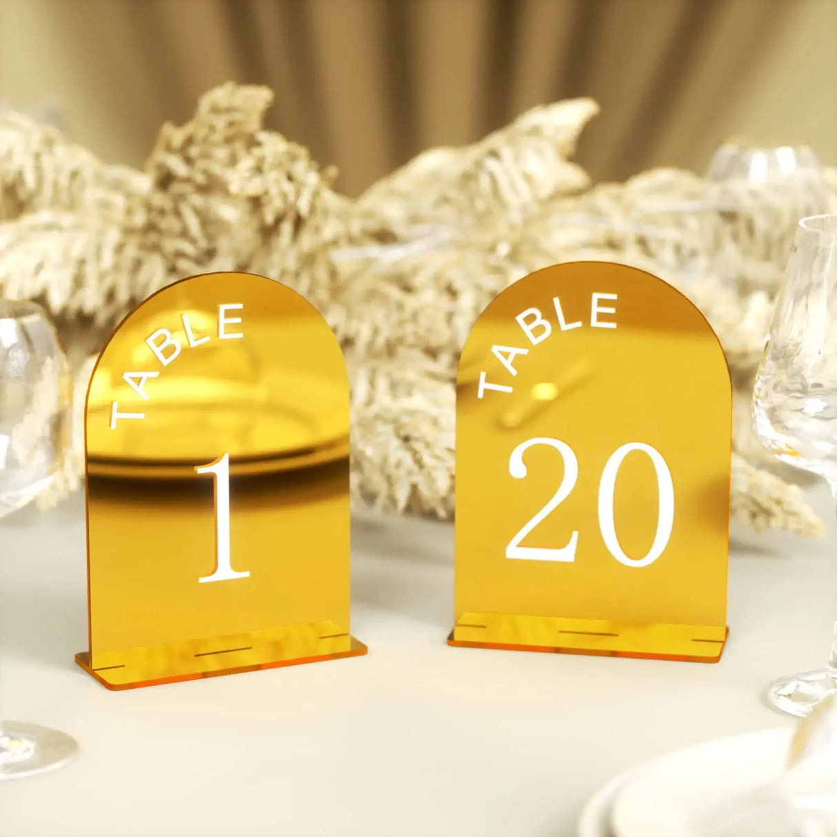 イベント・結婚式装飾｜アクリルゴールドミラーウェディングテーブルナンバー