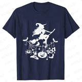 イベント・ハロウィングッズ｜レディース ハロウィン魔女柄Tシャツ (S～XXL)
