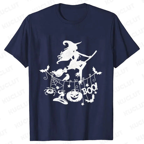 イベント・ハロウィングッズ｜レディース ハロウィン魔女柄Tシャツ (S～XXL)