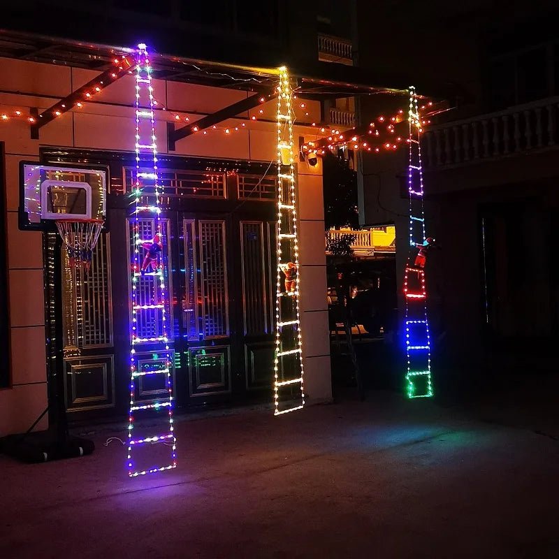 イベント・パーティー装飾｜LEDクリスマス装飾セット はしご＆サンタ(1.7M)