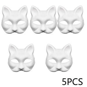 イベント装飾・ハロウィングッズ｜ペイントにぴったり！猫型お面(3/5pcs)
