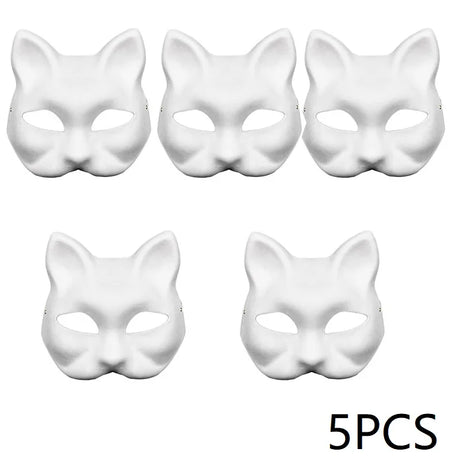 イベント装飾・ハロウィングッズ｜ペイントにぴったり！猫型お面(3/5pcs)