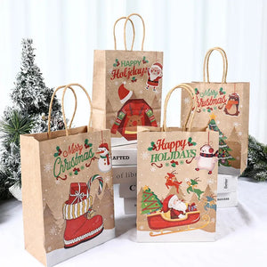 イベント・クリスマス装飾｜クリスマスクラフト紙ギフトバッグセット(4枚入)