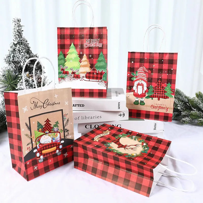イベント・クリスマス装飾｜クリスマスクラフト紙ギフトバッグセット(4枚入)