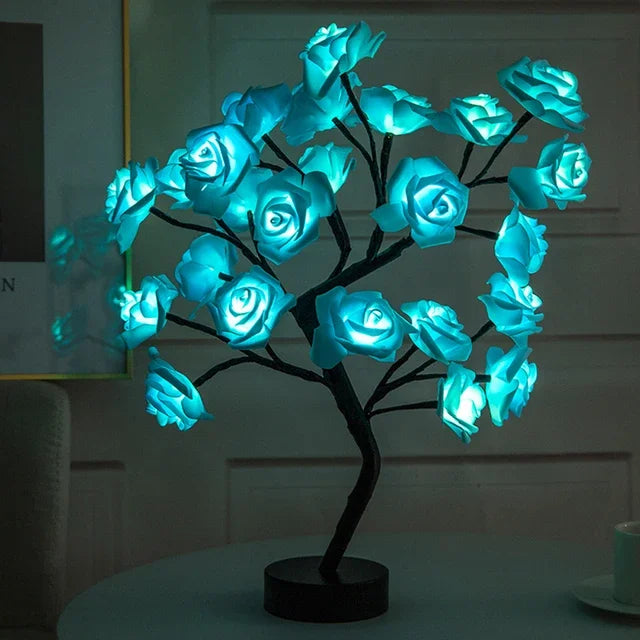 イベント・パーティー装飾｜LEDローズフラワーテーブルラン(高さ33cm）