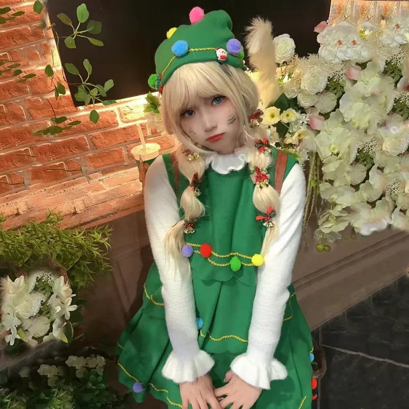 イベント・クリスマスグッズ｜キッズ～大人まで！ツリー型コスチュームセット(100c～170c)