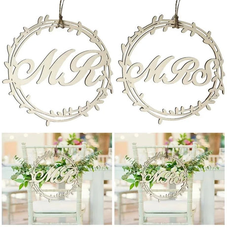 結婚式用木製Mr & Mrsサインオーナメント