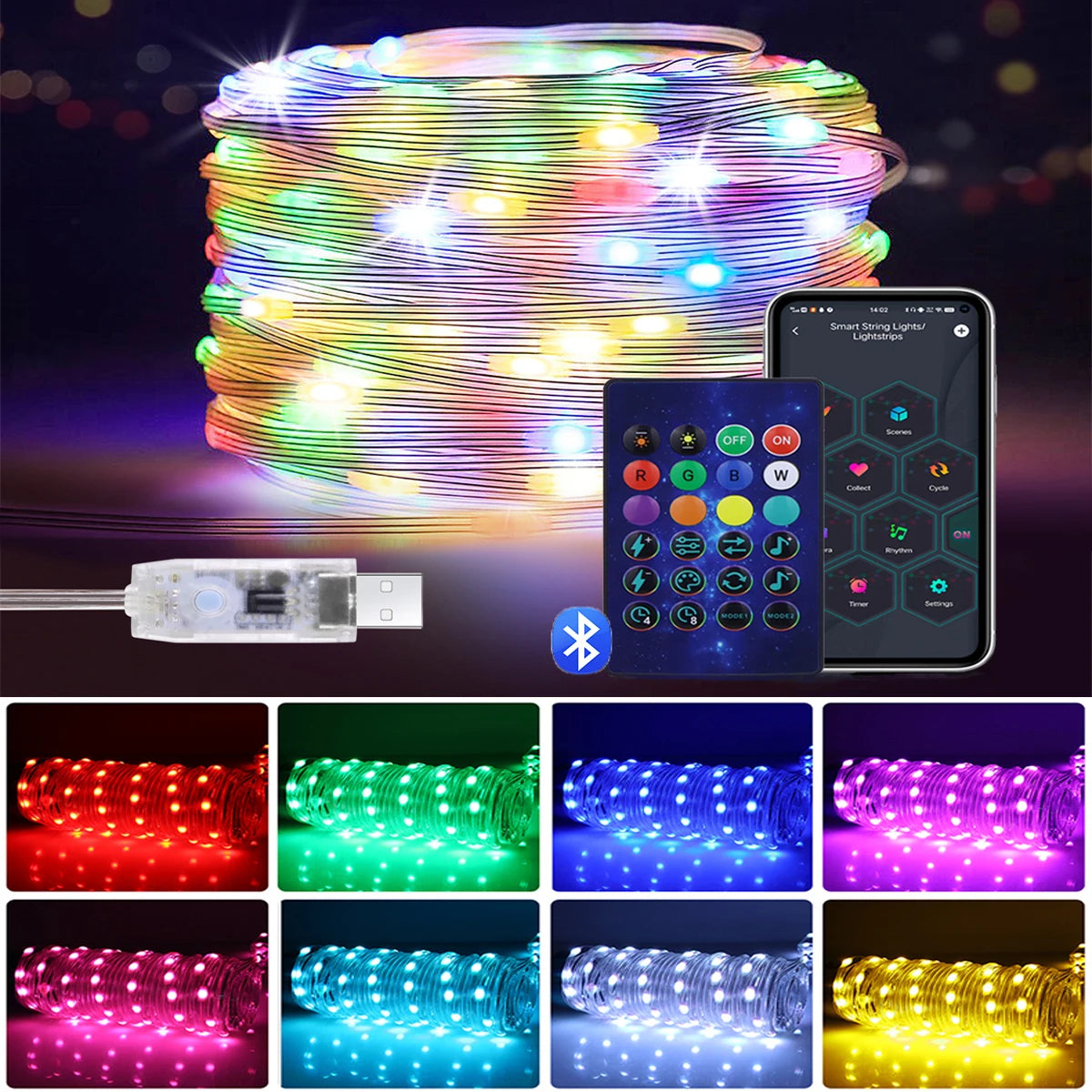 イベント・クリスマス装飾｜Bluetooth対応　LEDストリングライト(5m/10m/15m/20m)