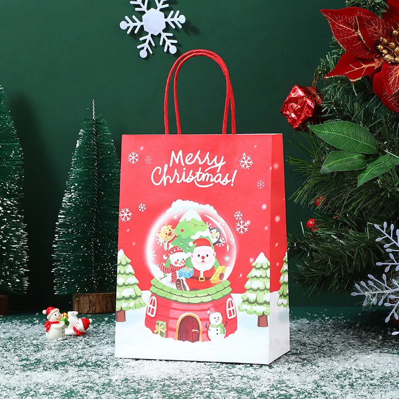 イベント・クリスマス装飾｜クリスマス柄クラフト紙バッグセット(S/M)