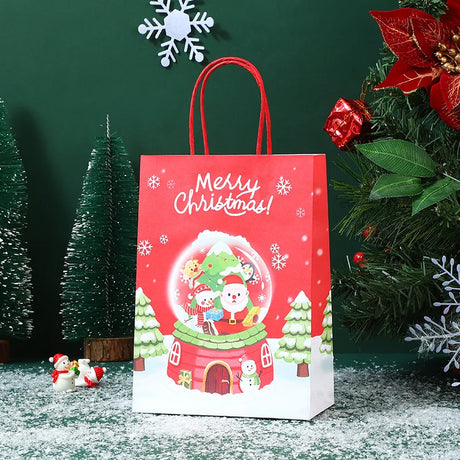 イベント・クリスマス装飾｜クリスマス柄クラフト紙バッグセット(S/M)