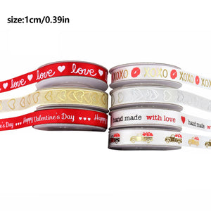 バレンタインデー用ハート柄片面プリントリボン
