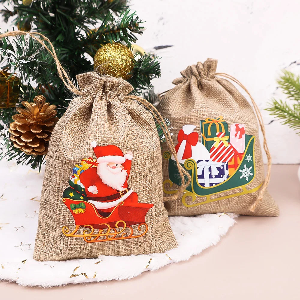 イベント・クリスマス装飾｜ ギフト用 リネン巾着袋バックセット(S/M/L)