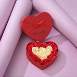 バラの造花10本入りハート型ギフトボックス