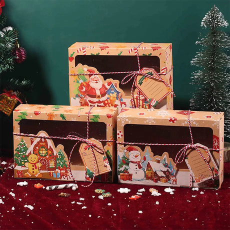 イベント・クリスマス装飾｜クラフト紙製ギフトボックス（3/6個入り）
