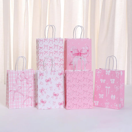 |ノベルティ用品 | リボン柄プリント紙ギフトバッグ | W15×H21×D8c