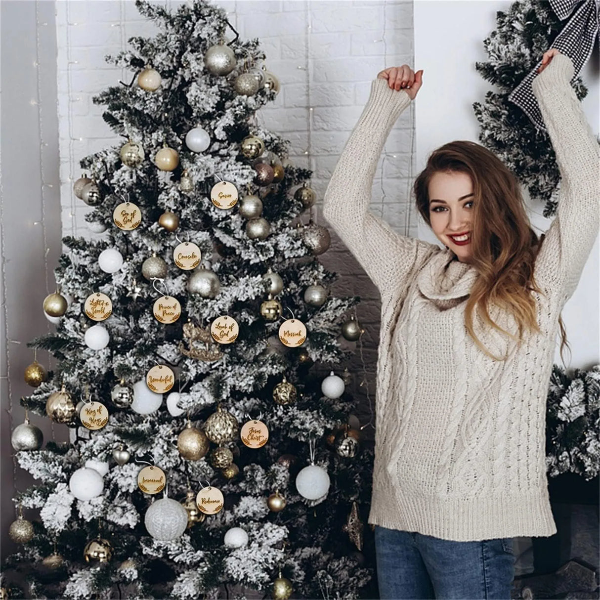 イベント・クリスマス装飾｜名入り木製クリスマスオーナメント25個セット