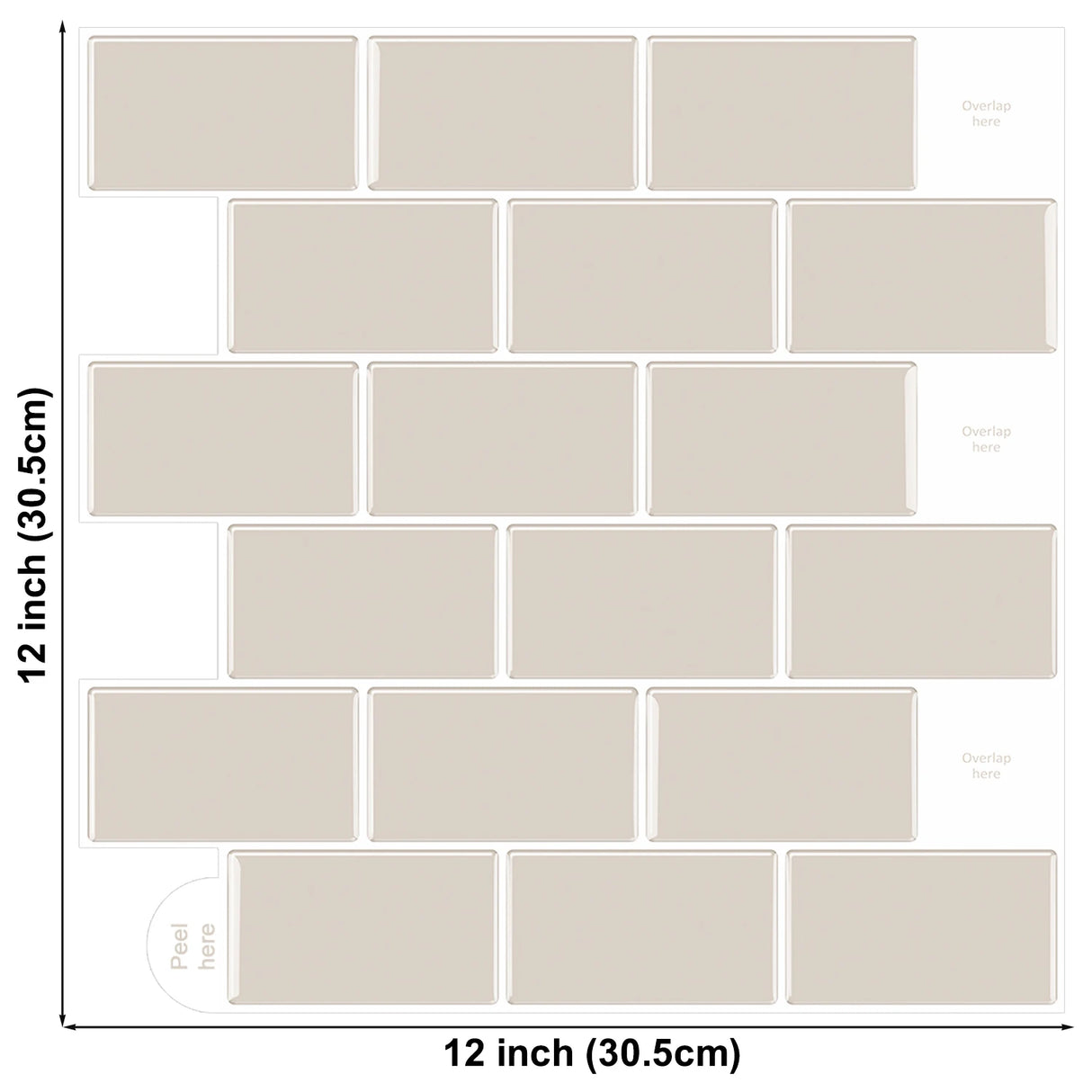 【DIY用】レンガ型天然石風ステッカー 30.5×30.5㎝(1pcs)